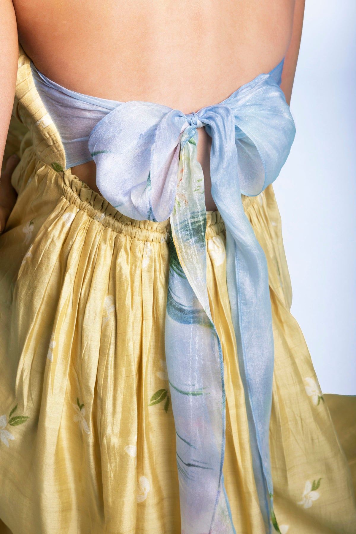 DAFFODILS SILK HALTER DRESS