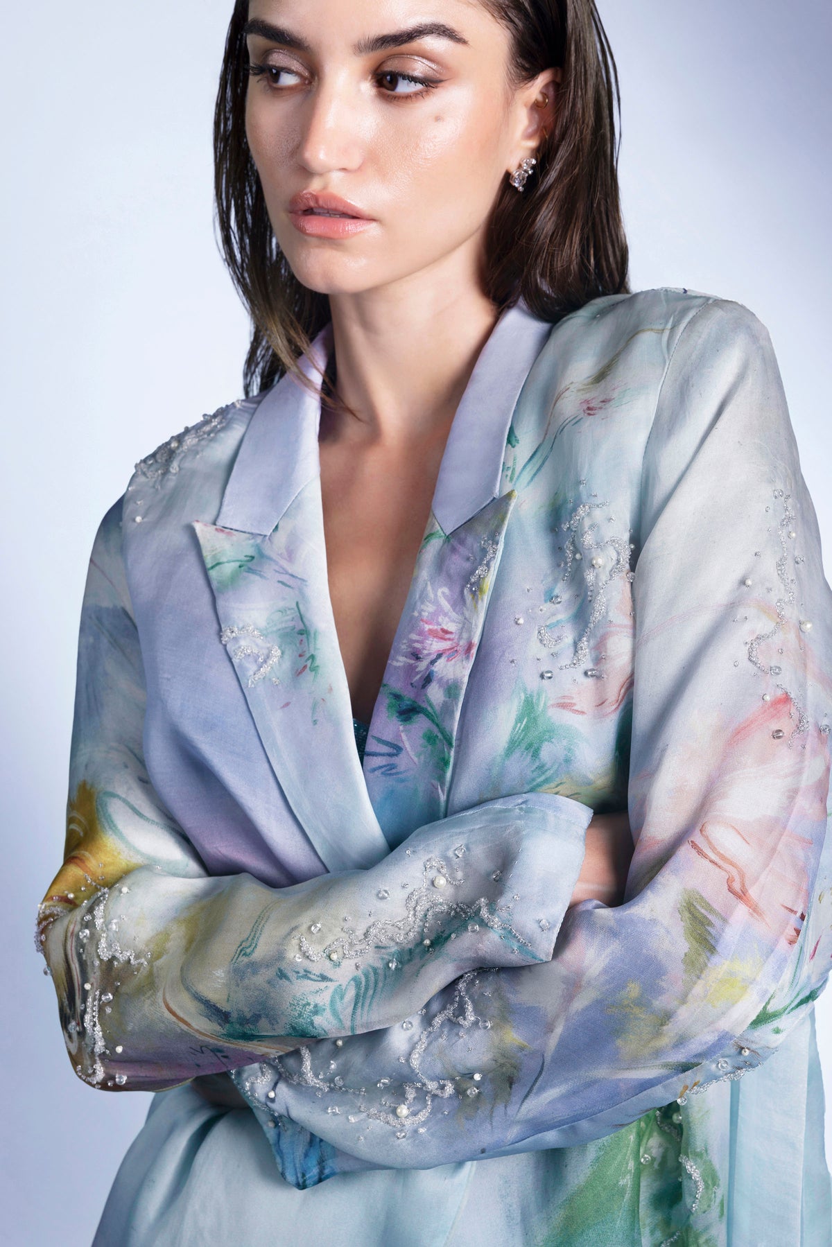 SHIFTED FLORALS TRENCH COAT