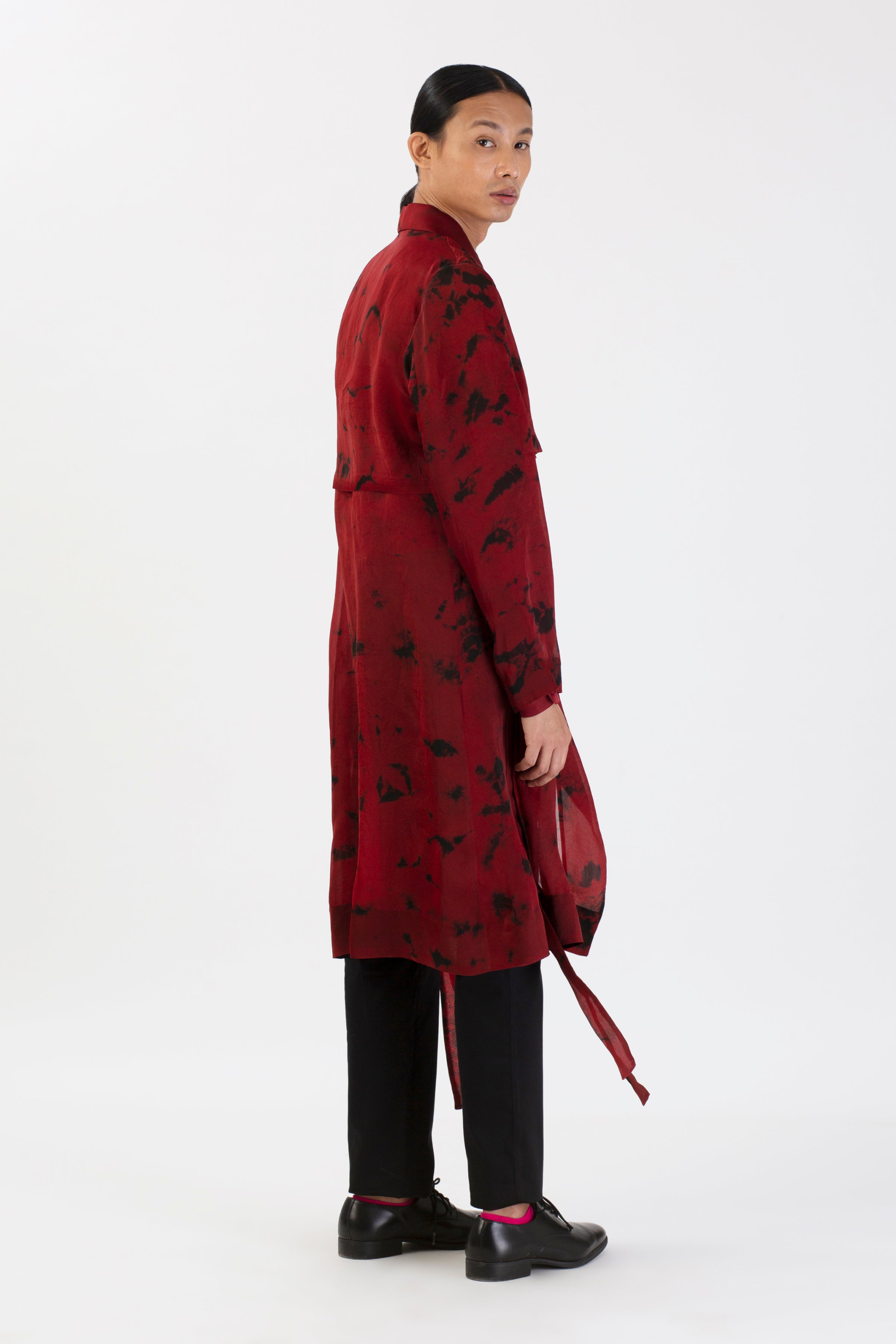 Crimson Dreamscape Trench Coat