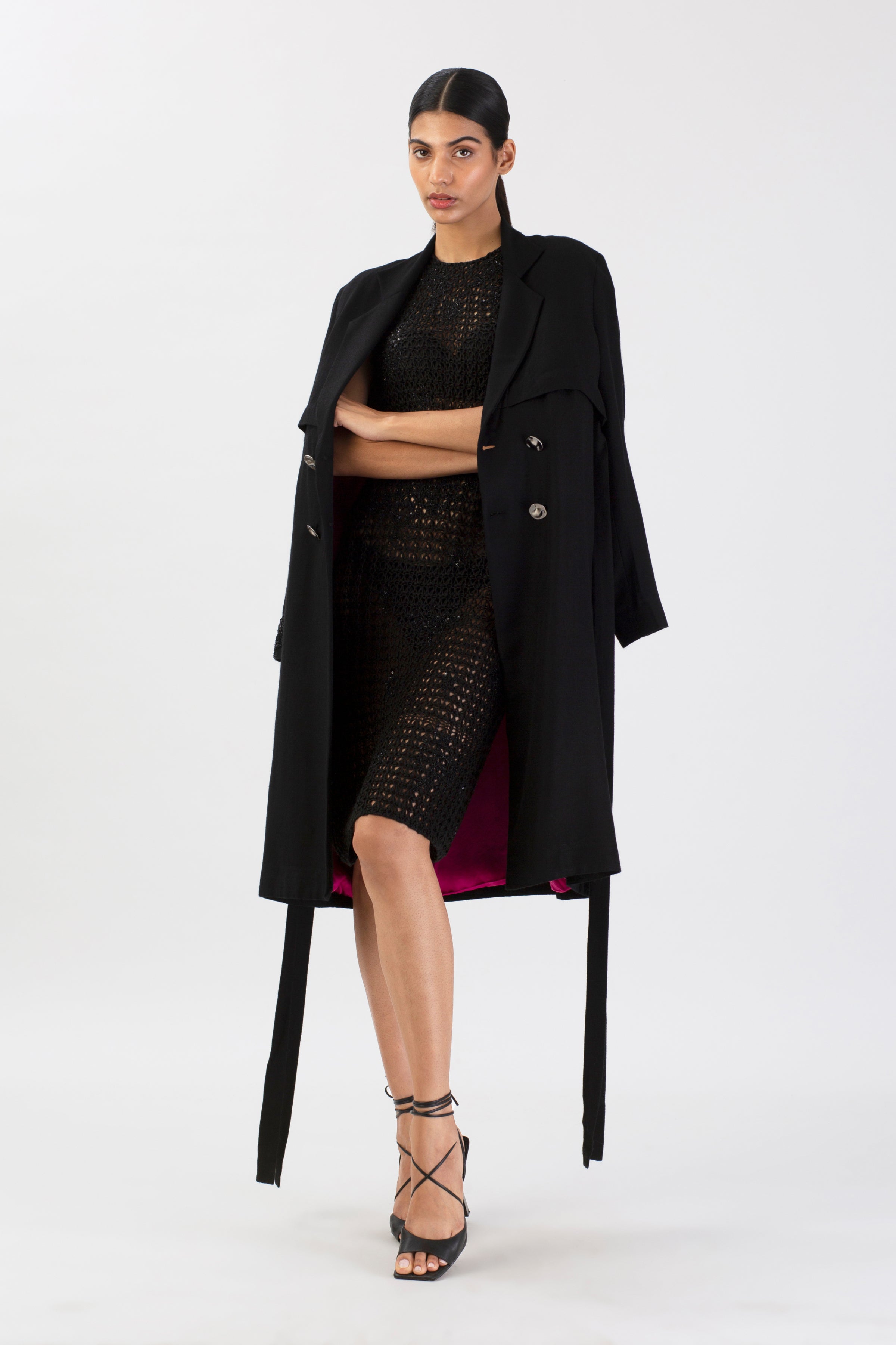 Zero Moon Pashmina Silk Trench Coat