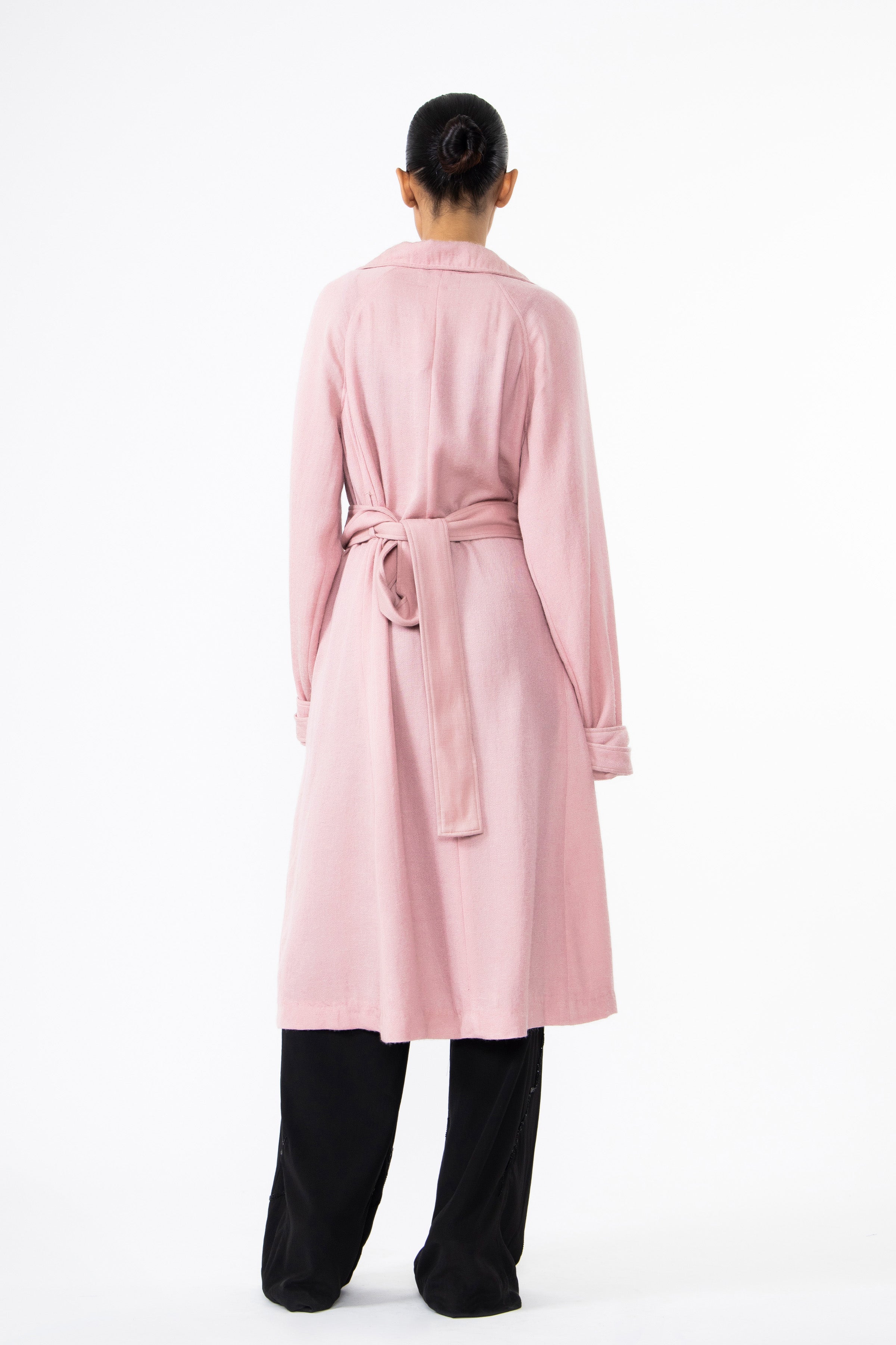 Barely Pink Pashmina Silk Trench Coat