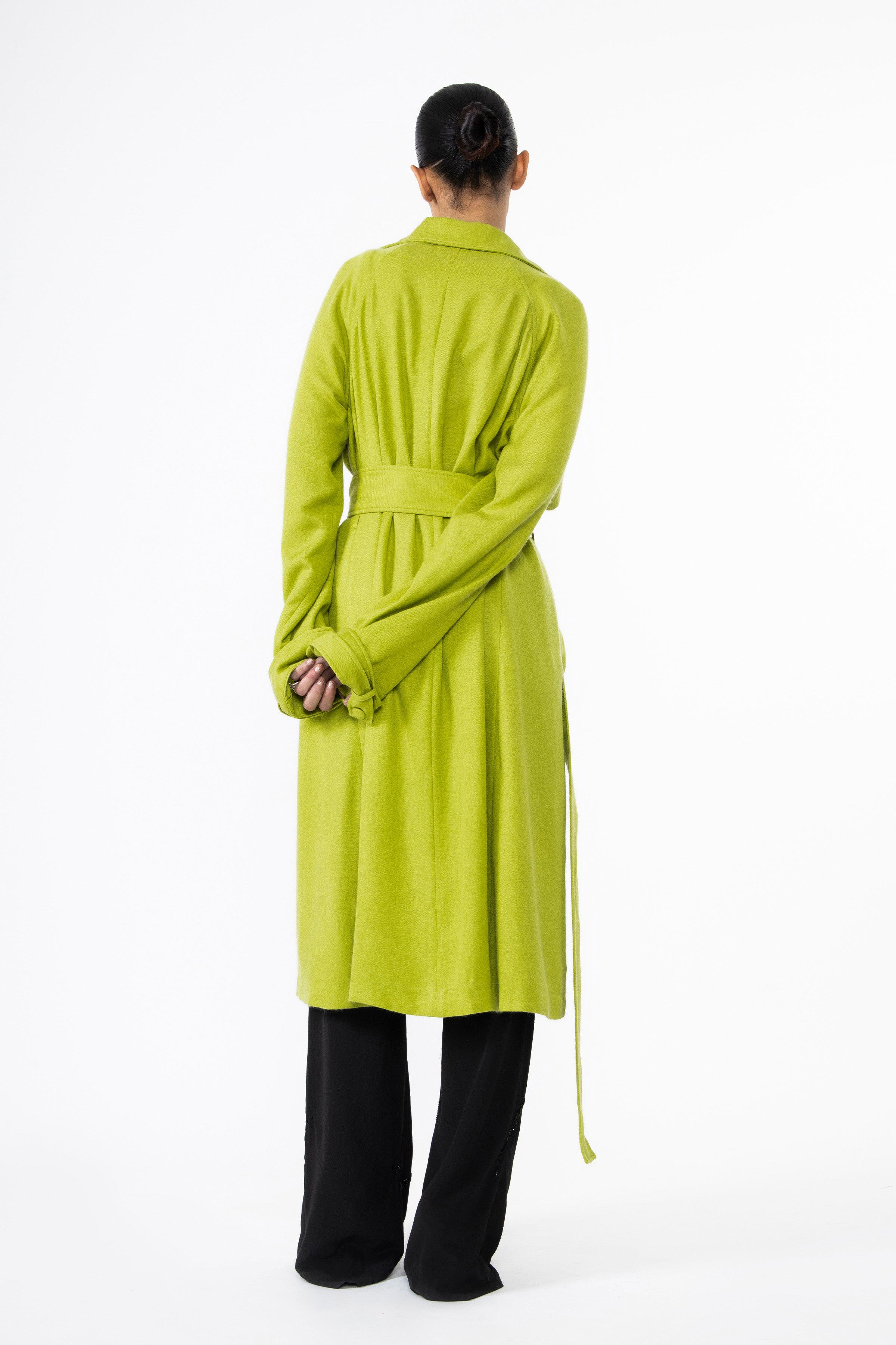 Chartreuse Pashmina Silk Trench Coat