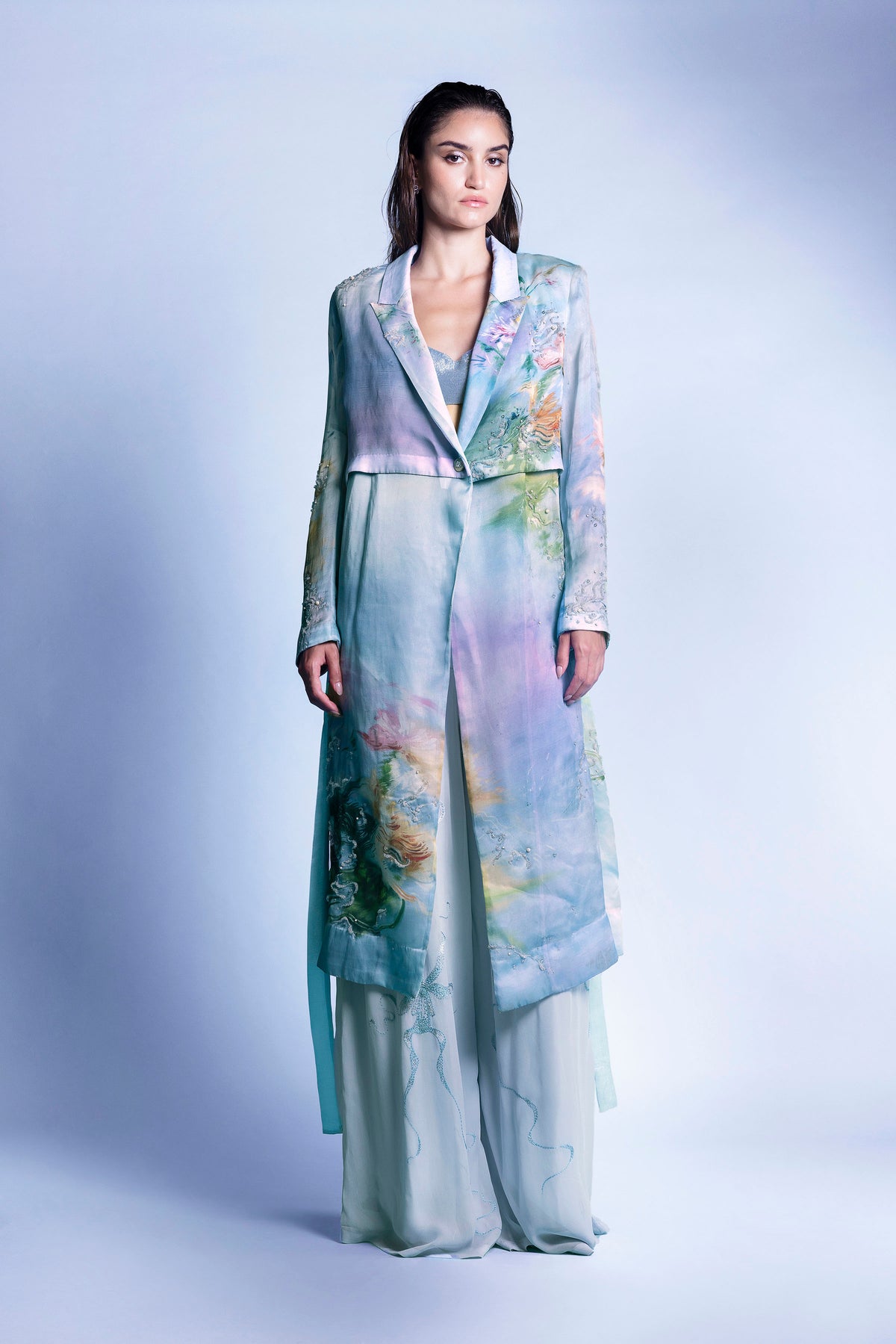 SHIFTED FLORALS TRENCH COAT