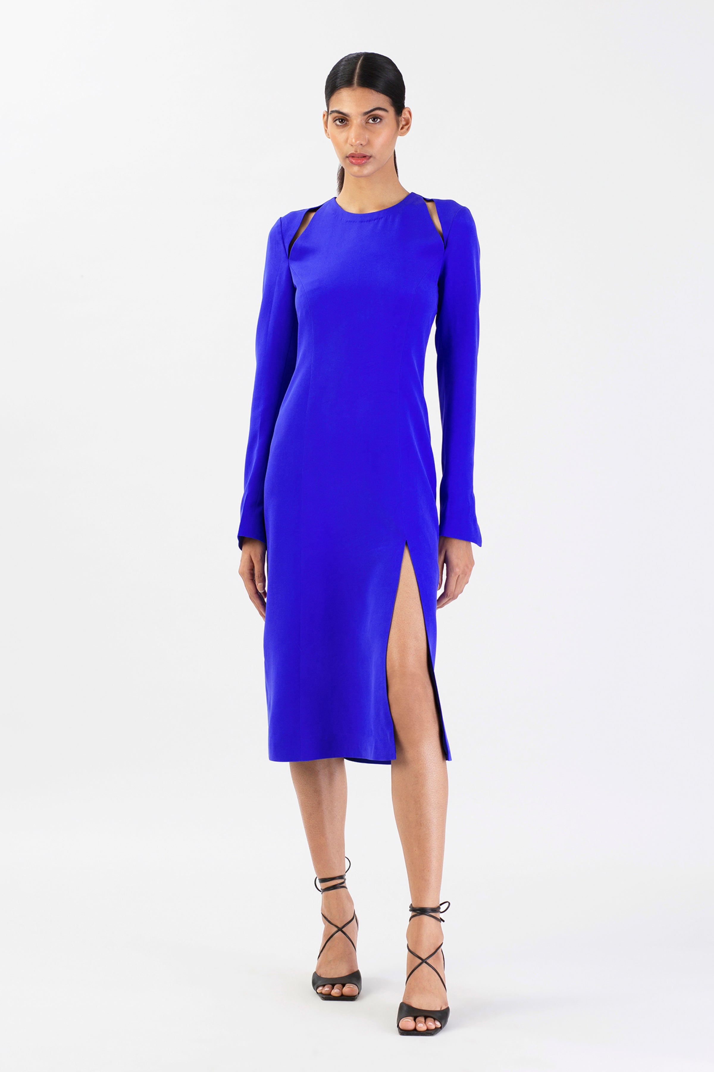 Cobalt Cascade Cutout Dress