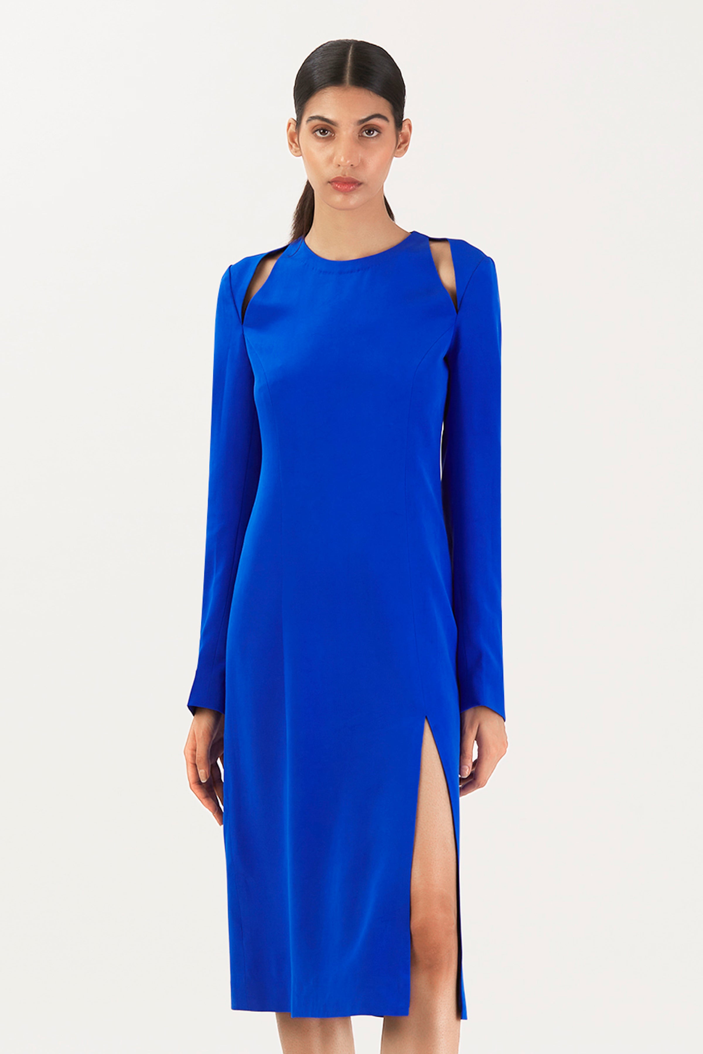 Cobalt Cascade Cutout Dress