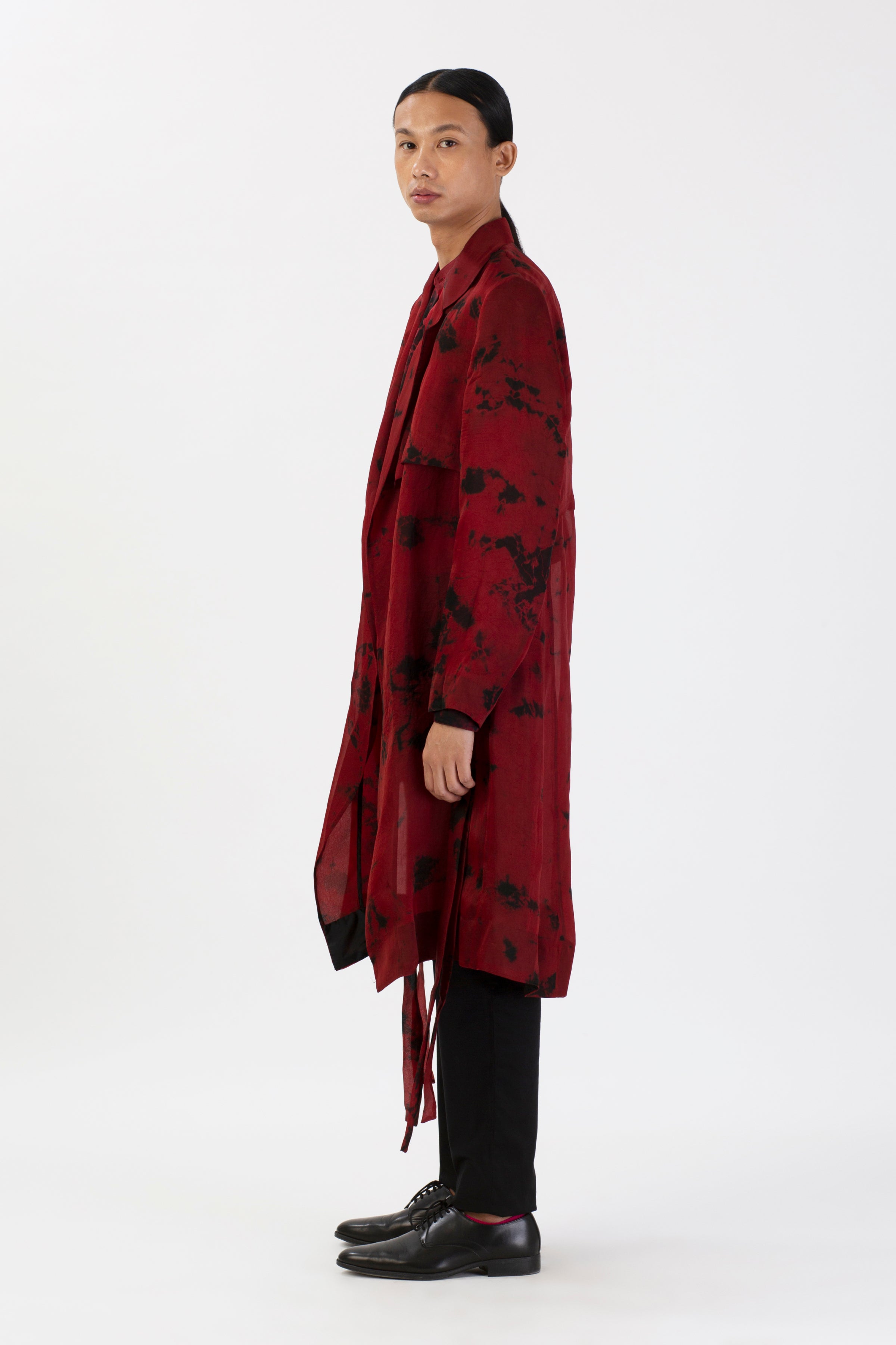 Crimson Dreamscape Trench Coat