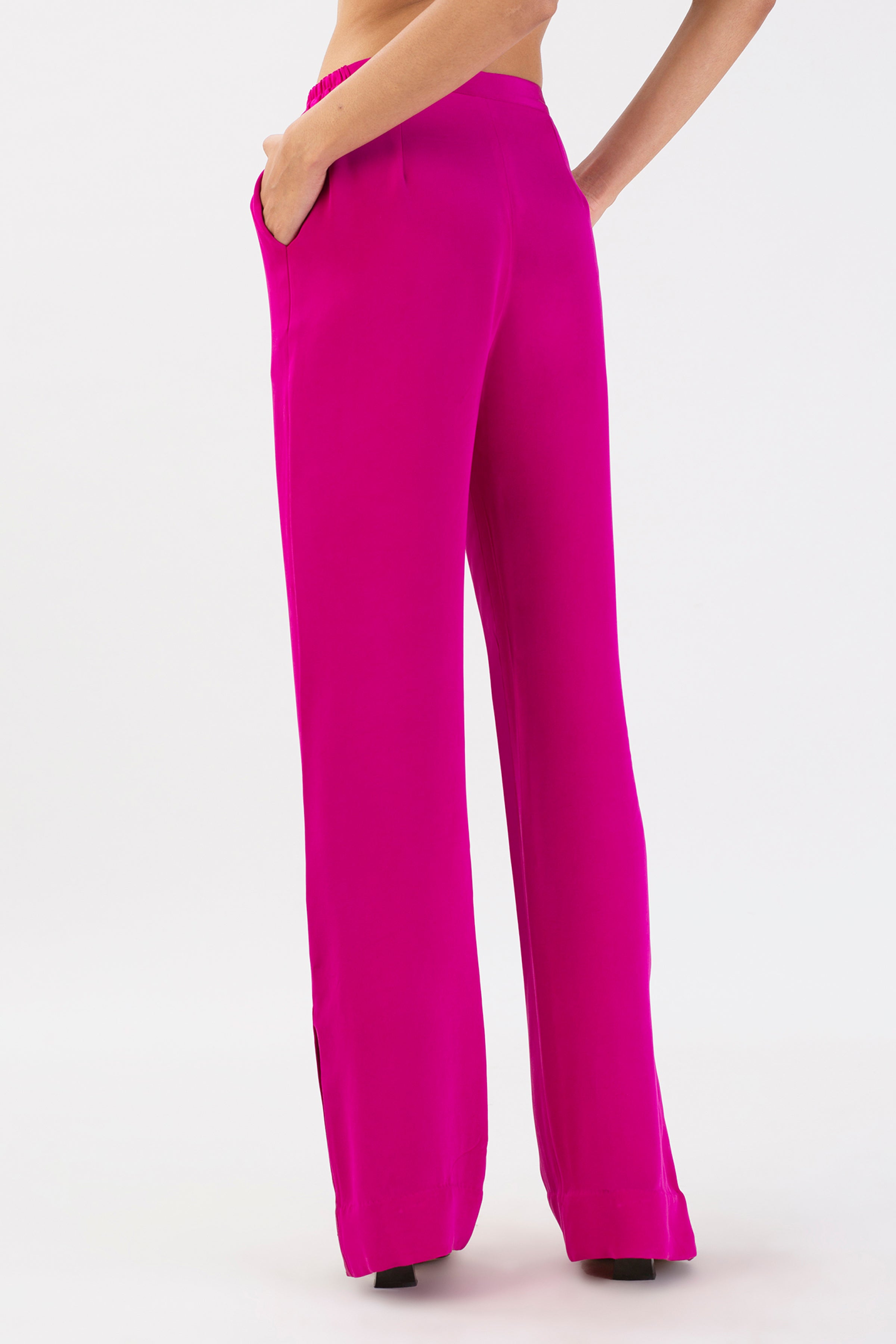 Fuschia Dusk Silk Trousers