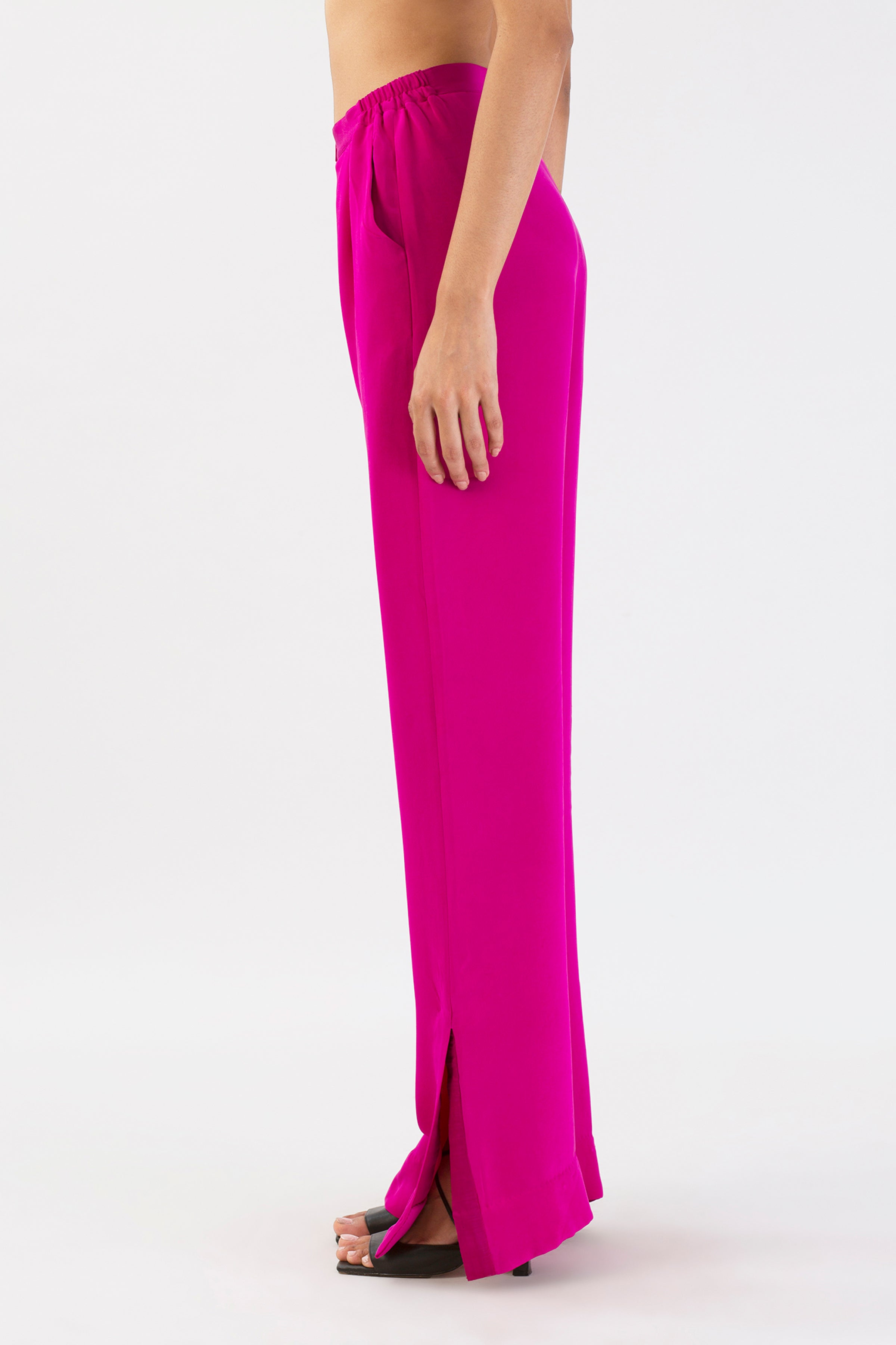 Fuschia Dusk Silk Trousers