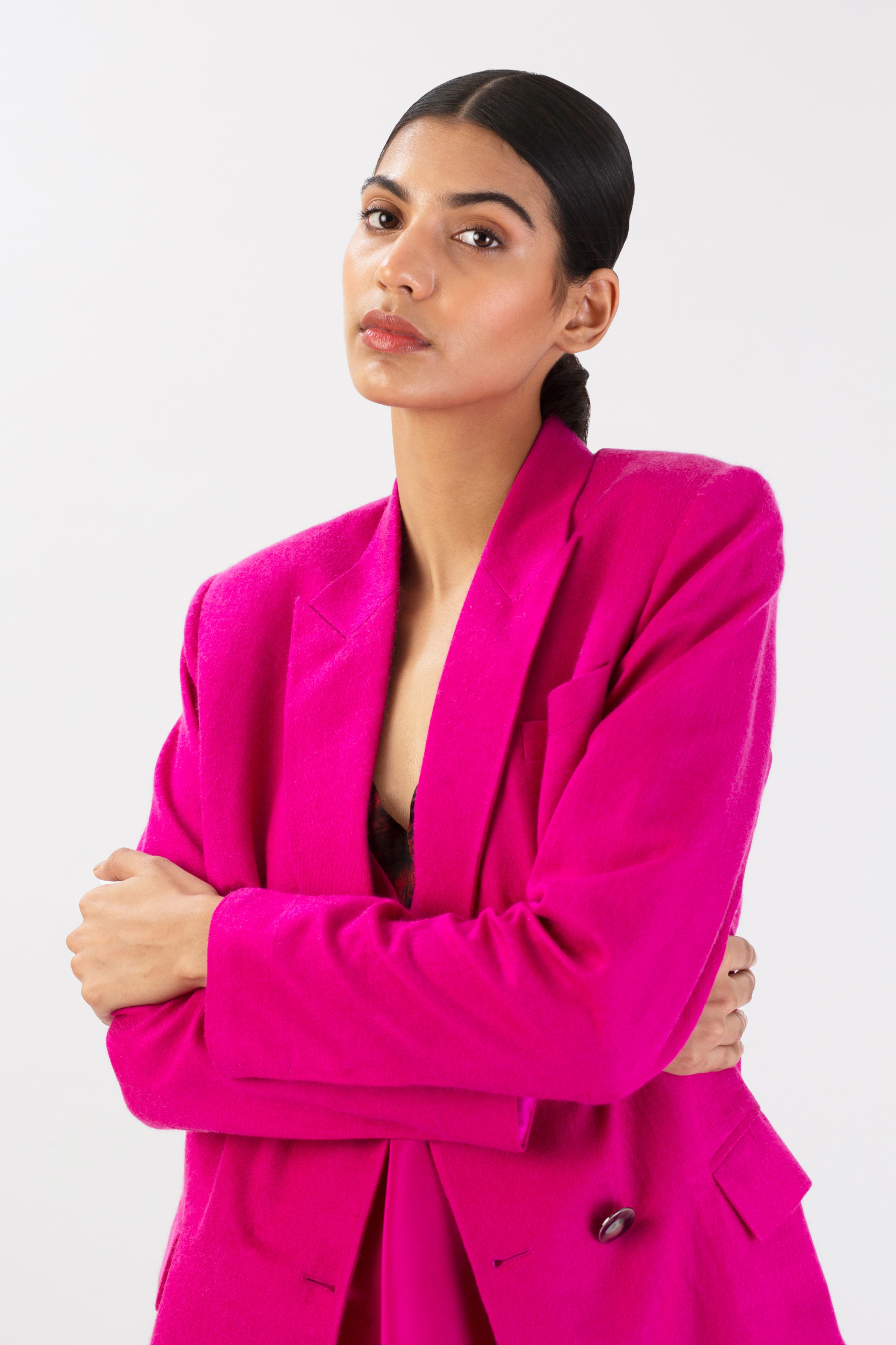 Minimalist Fuchsia Dusk Pashmina Jacket