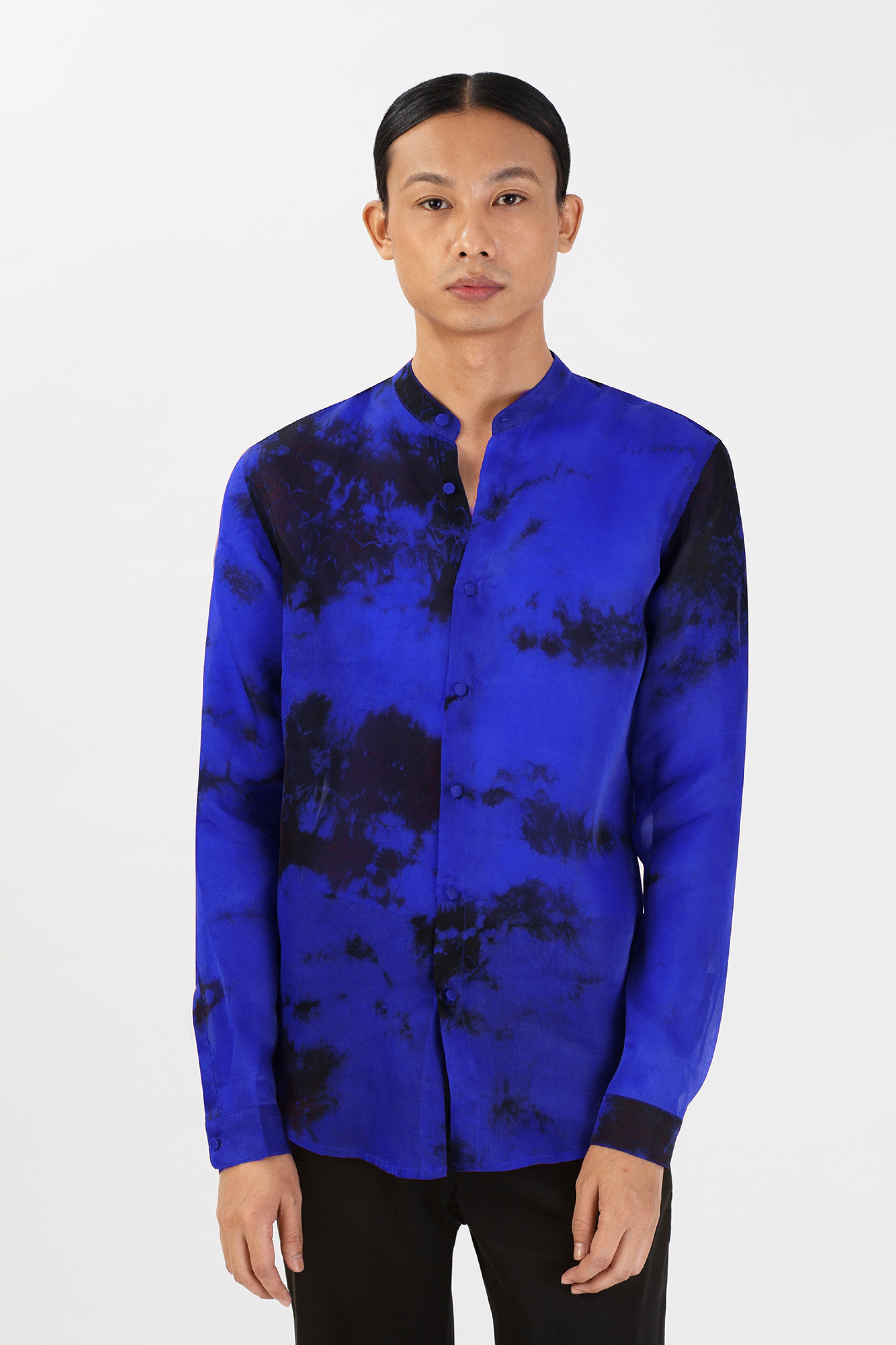 Lunar Water Sapphire Silk Shirt