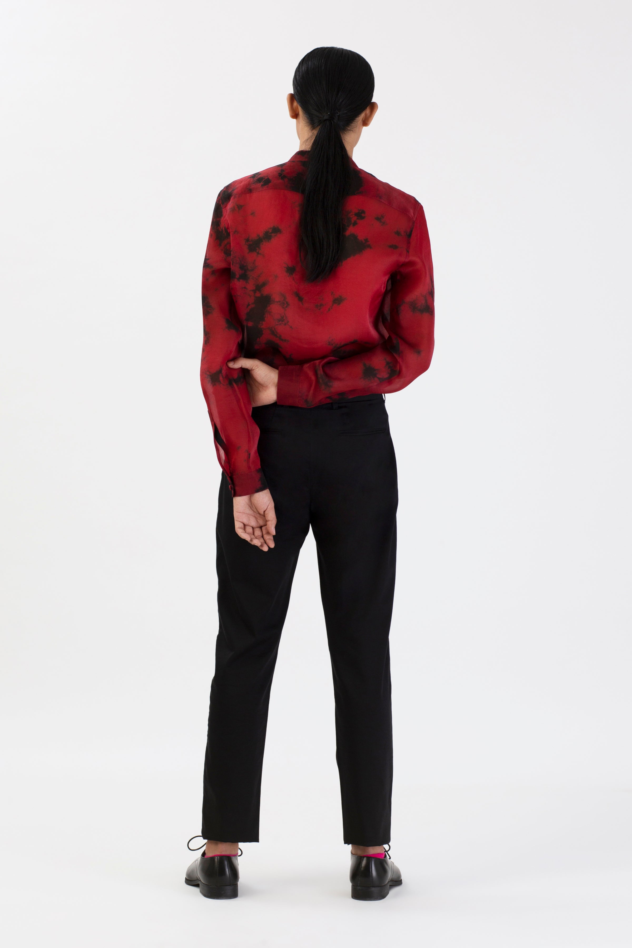 Lunar Water Scarlet Silk Shirt