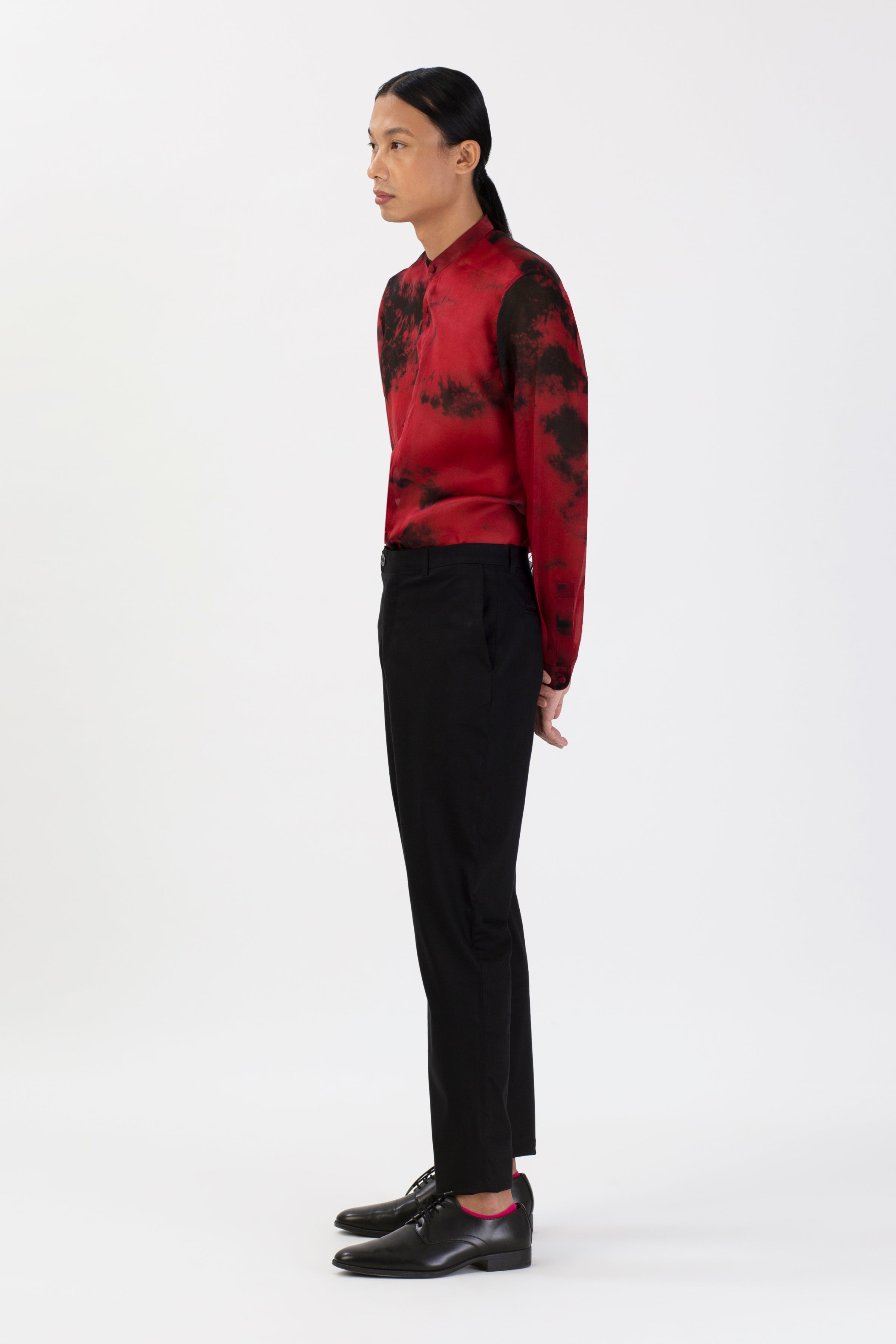 Lunar Water Scarlet Silk Shirt