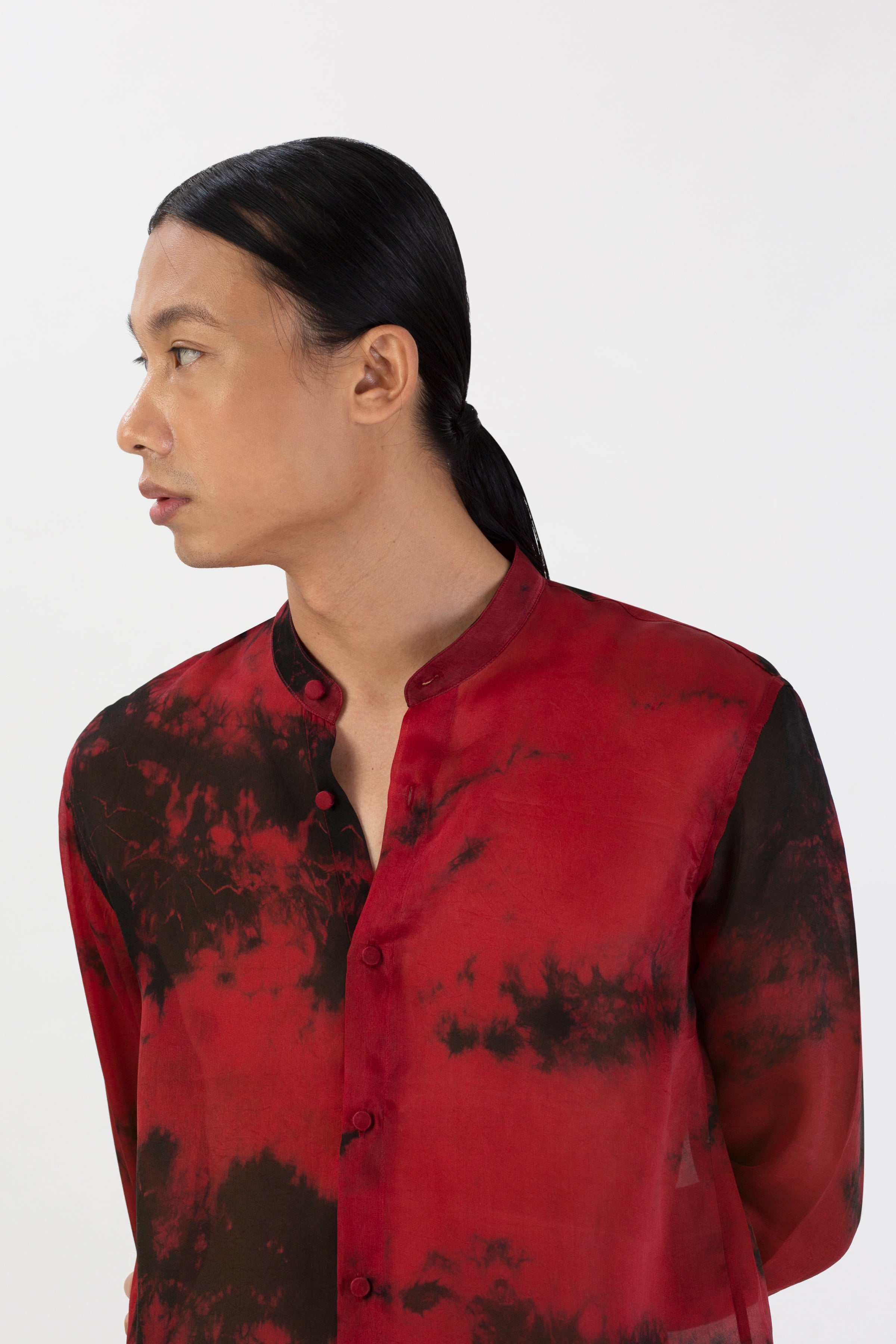 Lunar Water Scarlet Silk Shirt