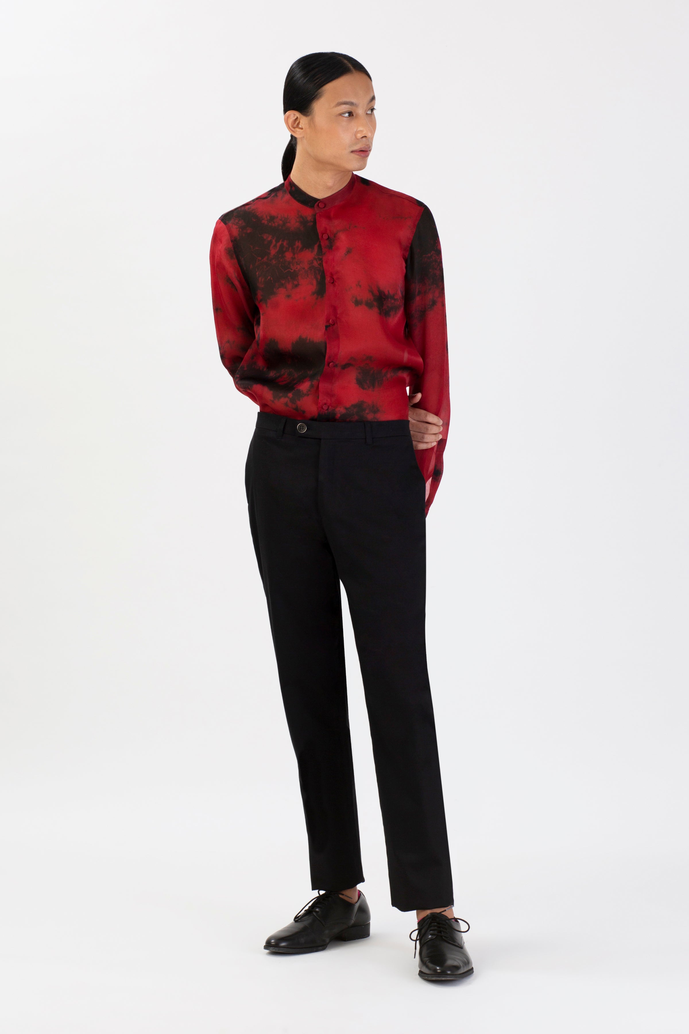 Lunar Water Scarlet Silk Shirt