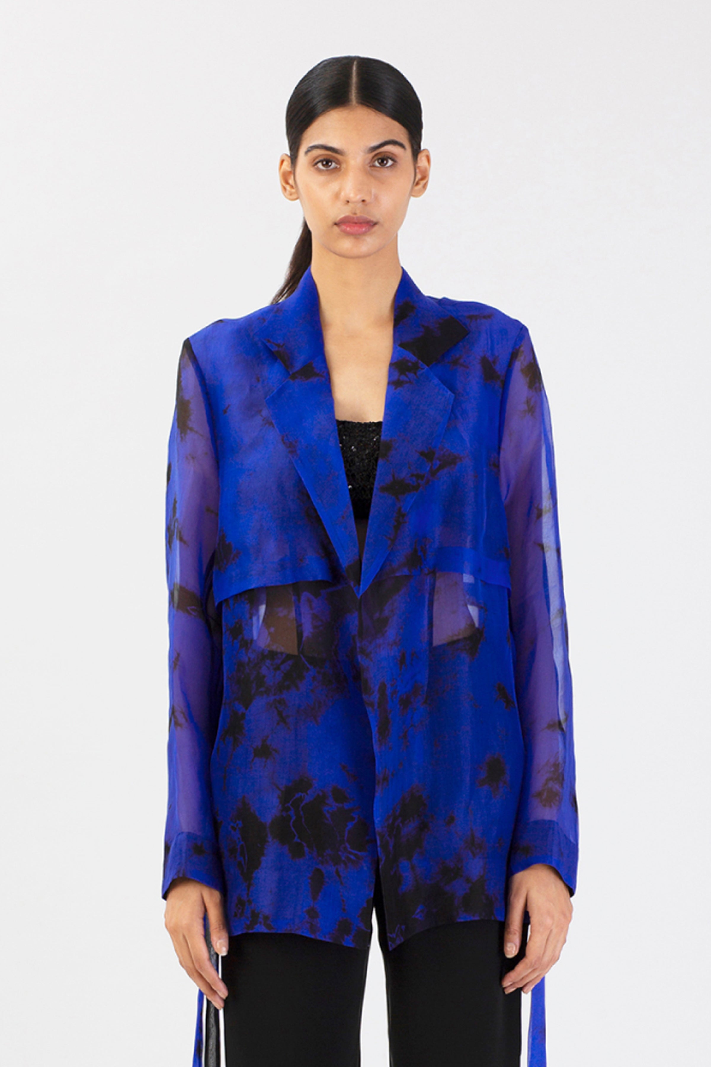 Sapphire Shadows Silk Jacket