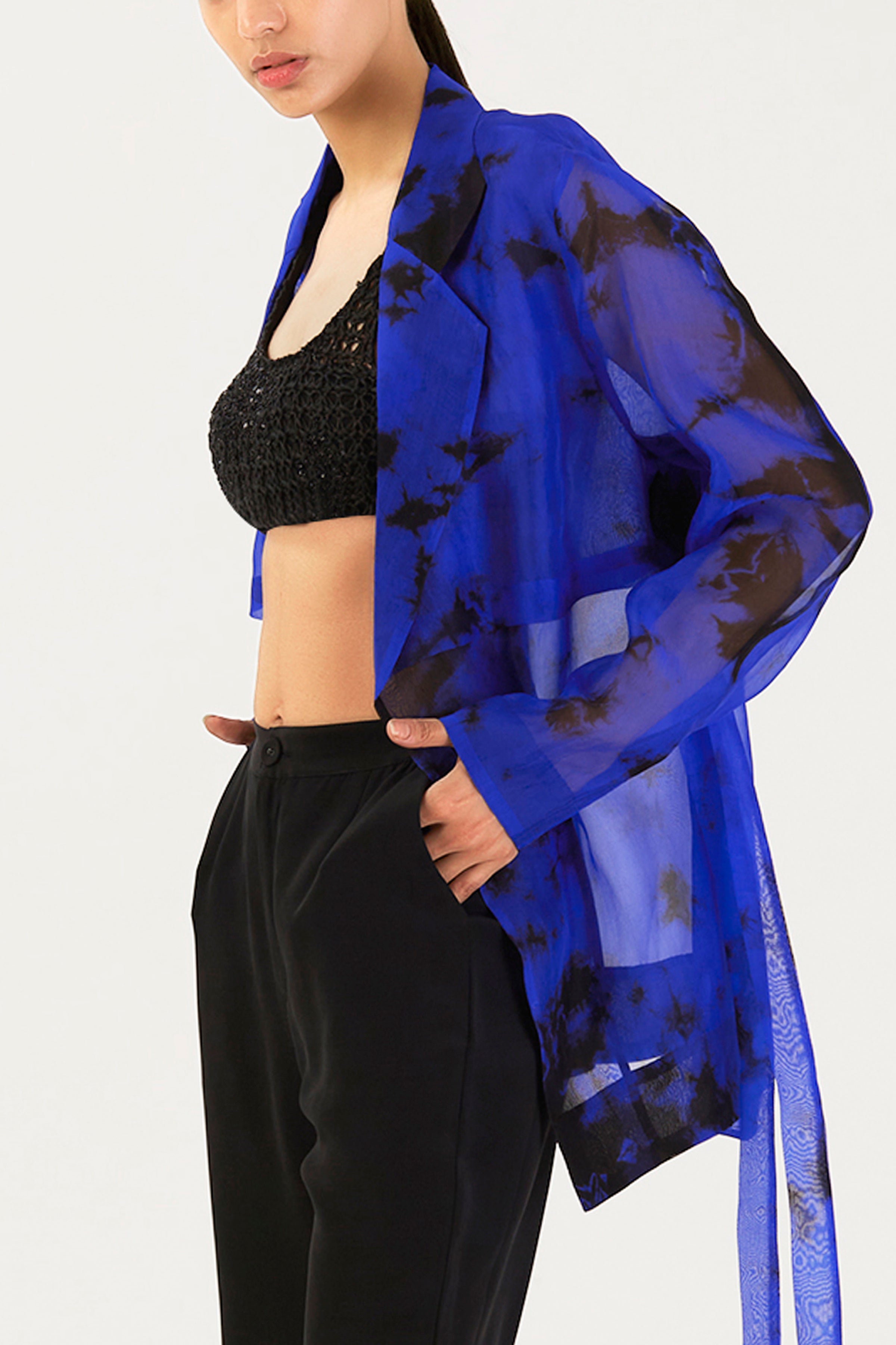 Sapphire Shadows Silk Jacket