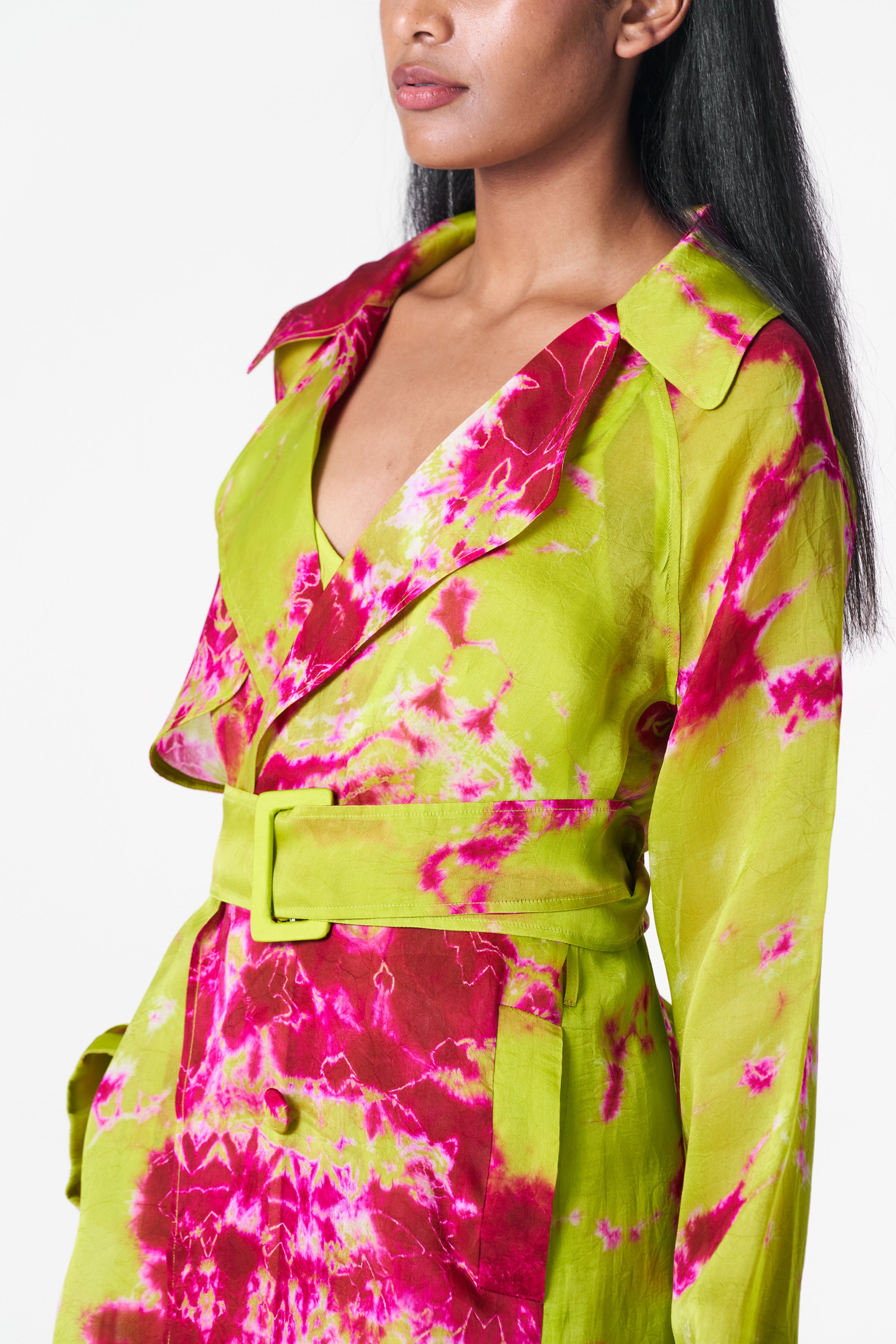 Chartreuse Seas Trench Coat