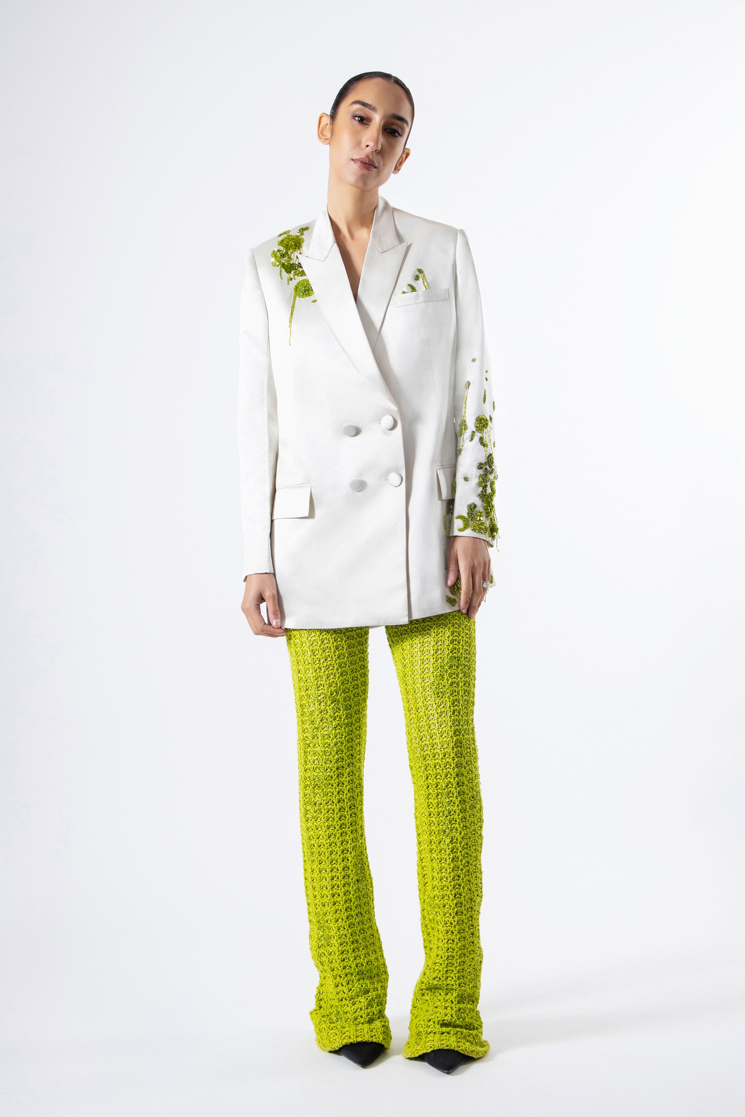 Chartreuse Dews Pearl Silk Jacket