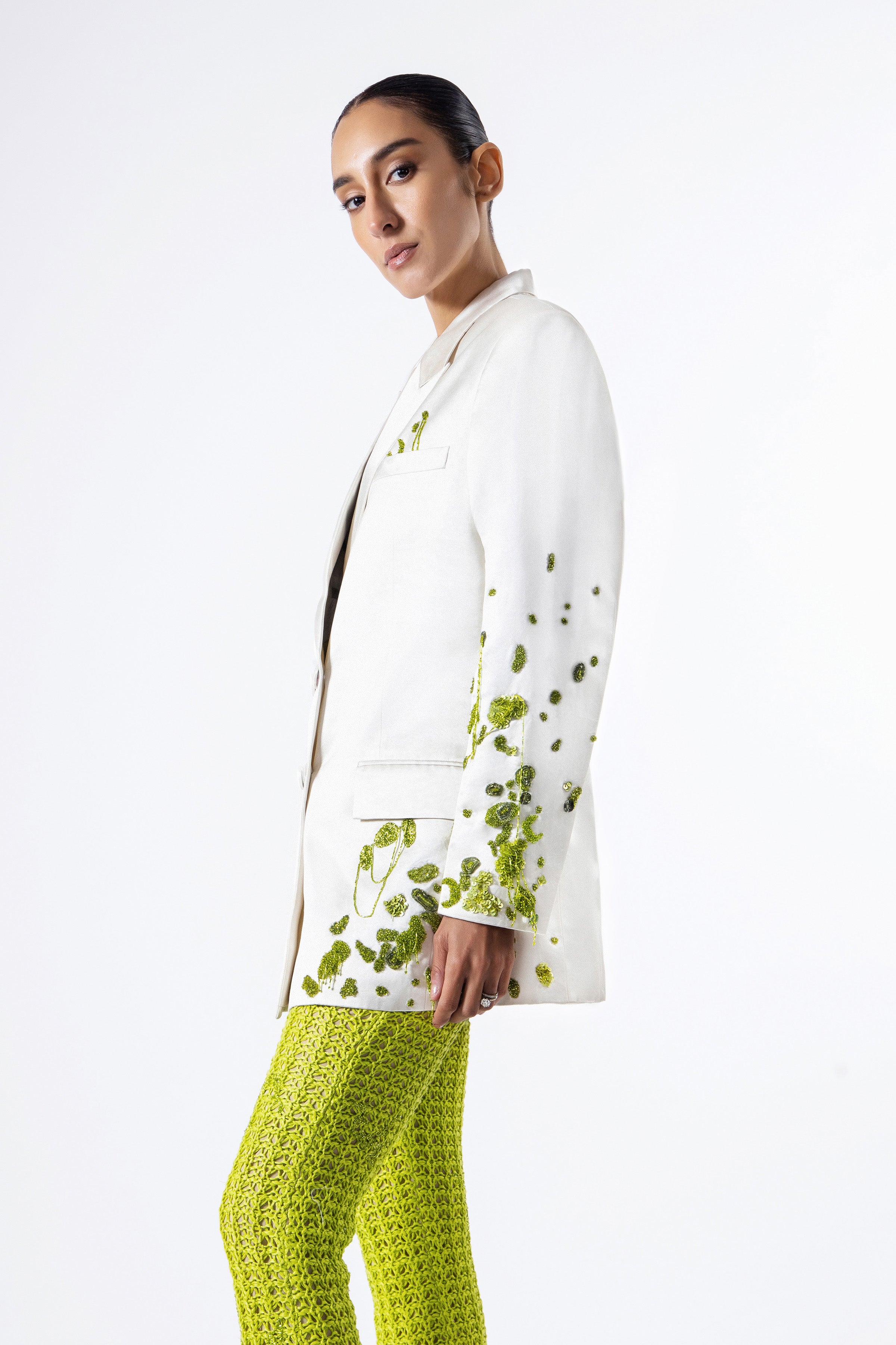 Chartreuse Dews Pearl Silk Jacket