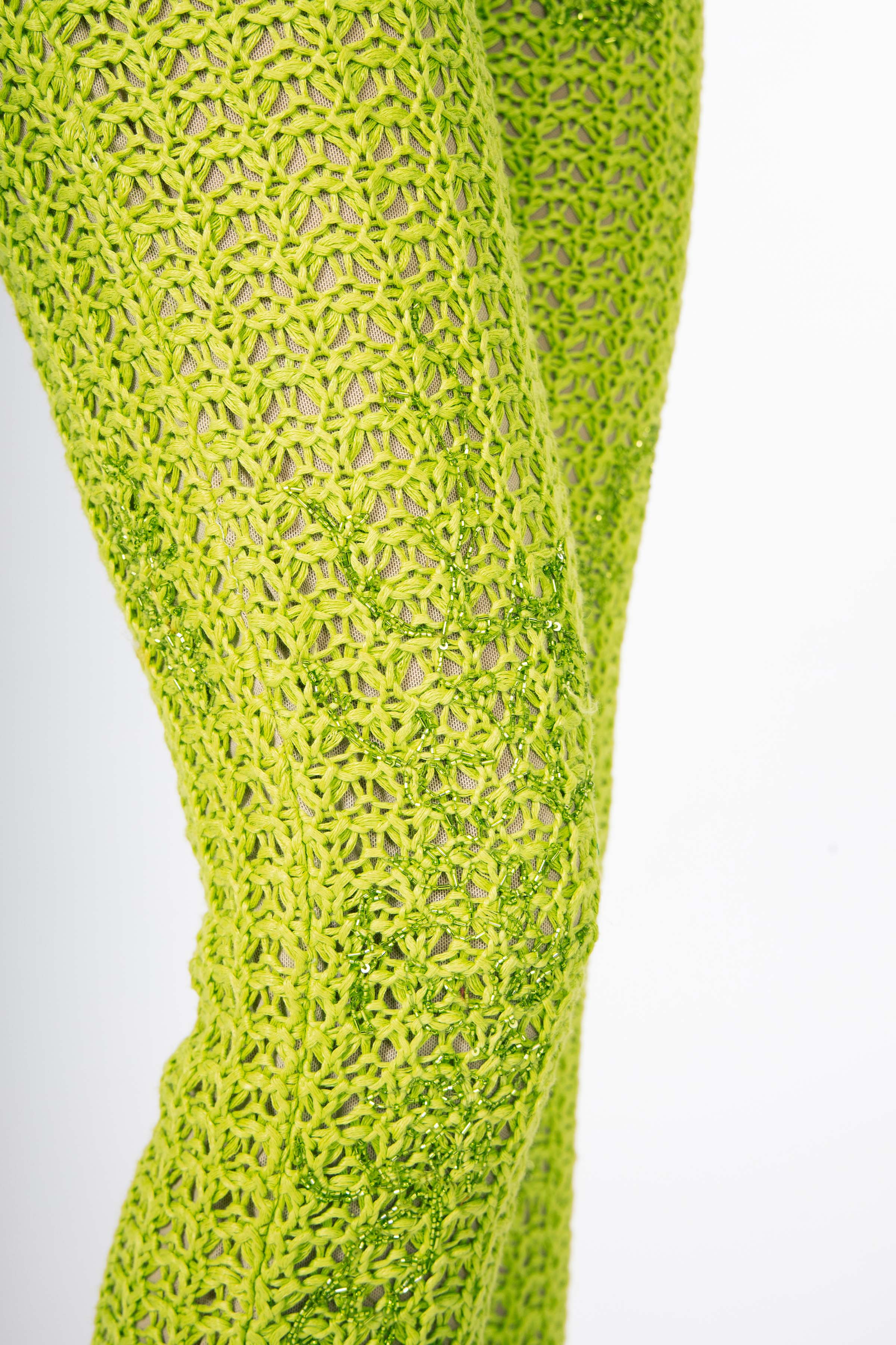 Chartreuse Knitted Linen Trousers