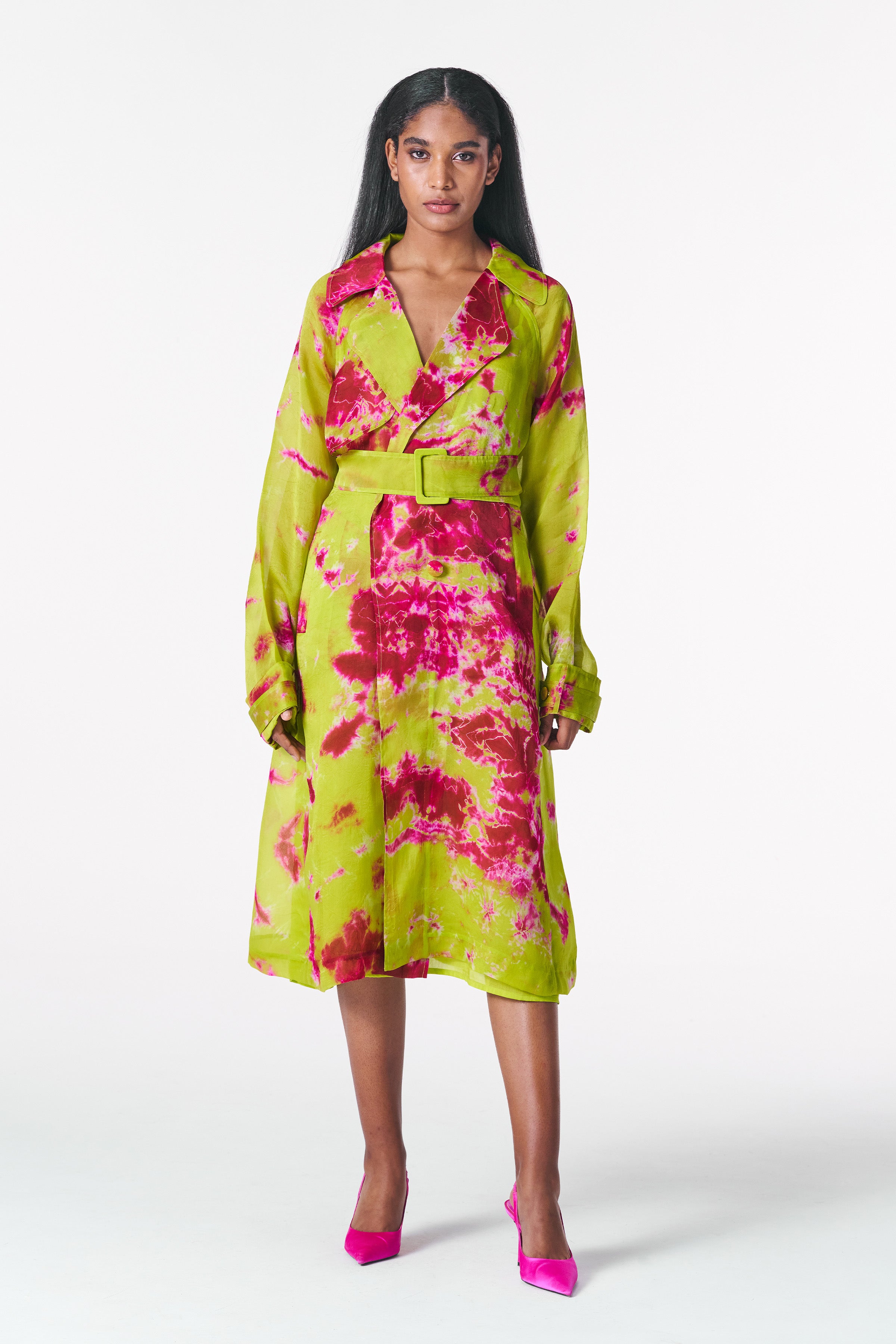 Chartreuse Seas Trench Coat