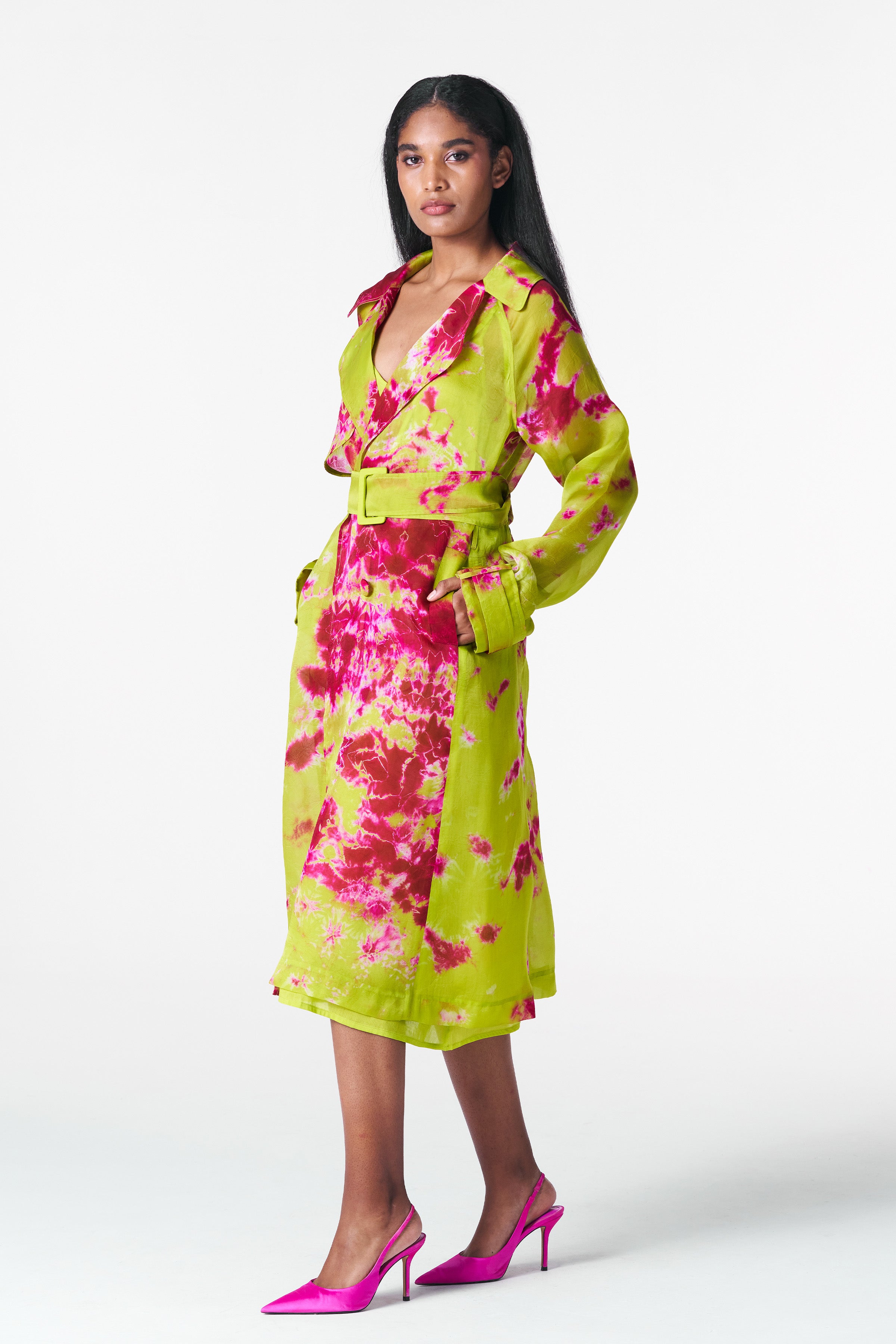 Chartreuse Seas Trench Coat